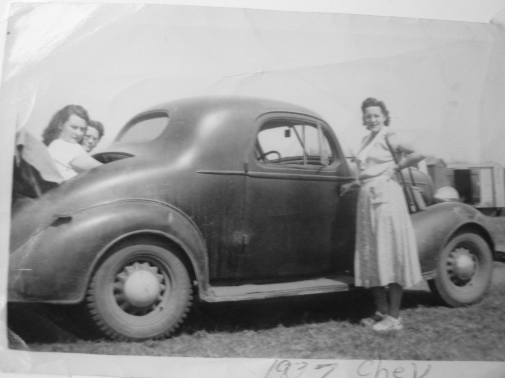 Cold Lake Mom with Old Chevy